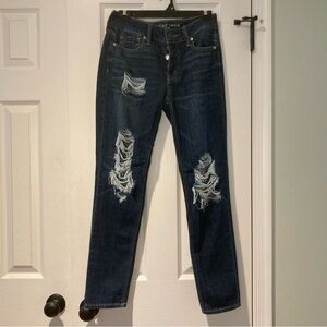American Eagle Women’s Distressed Blue Juniors Holes Denim Jeans size 0